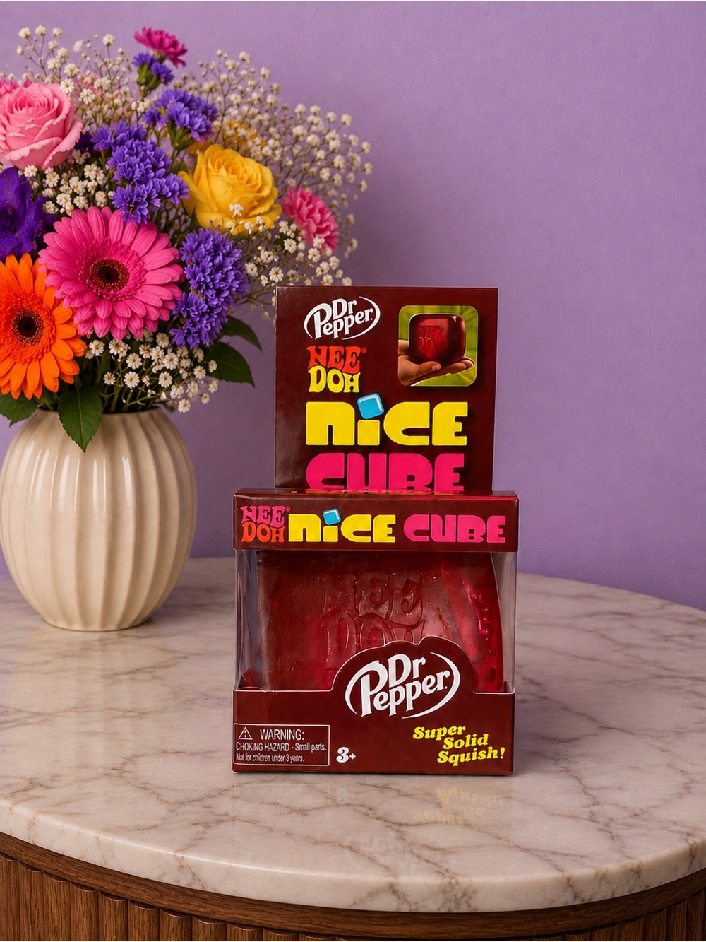 Dr Pepper NeeDoh Nice Cube - Maroon Dr Pepper Branded Squish
